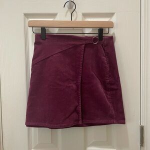 Burgundy corduroy seem skirt